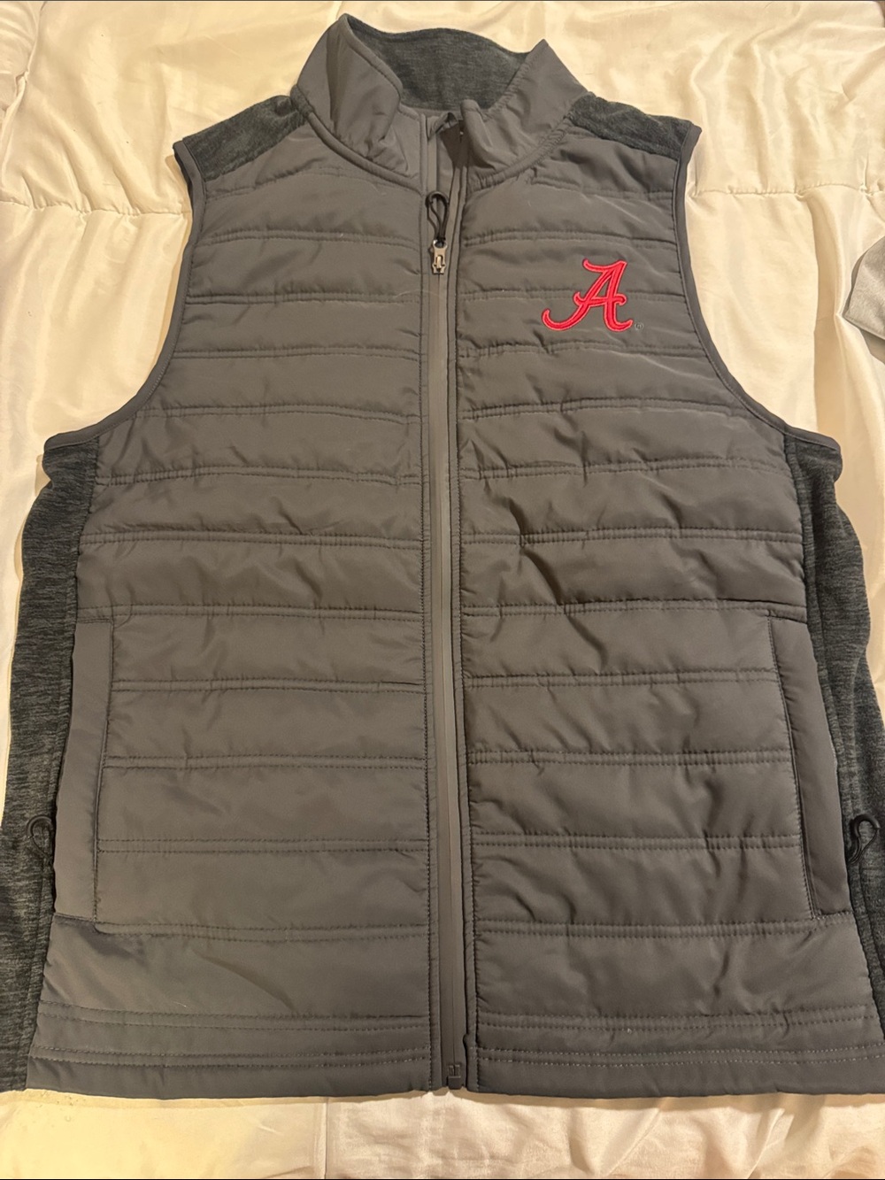 Colosseum Gray Quilted Men’s Vest with Red Logo